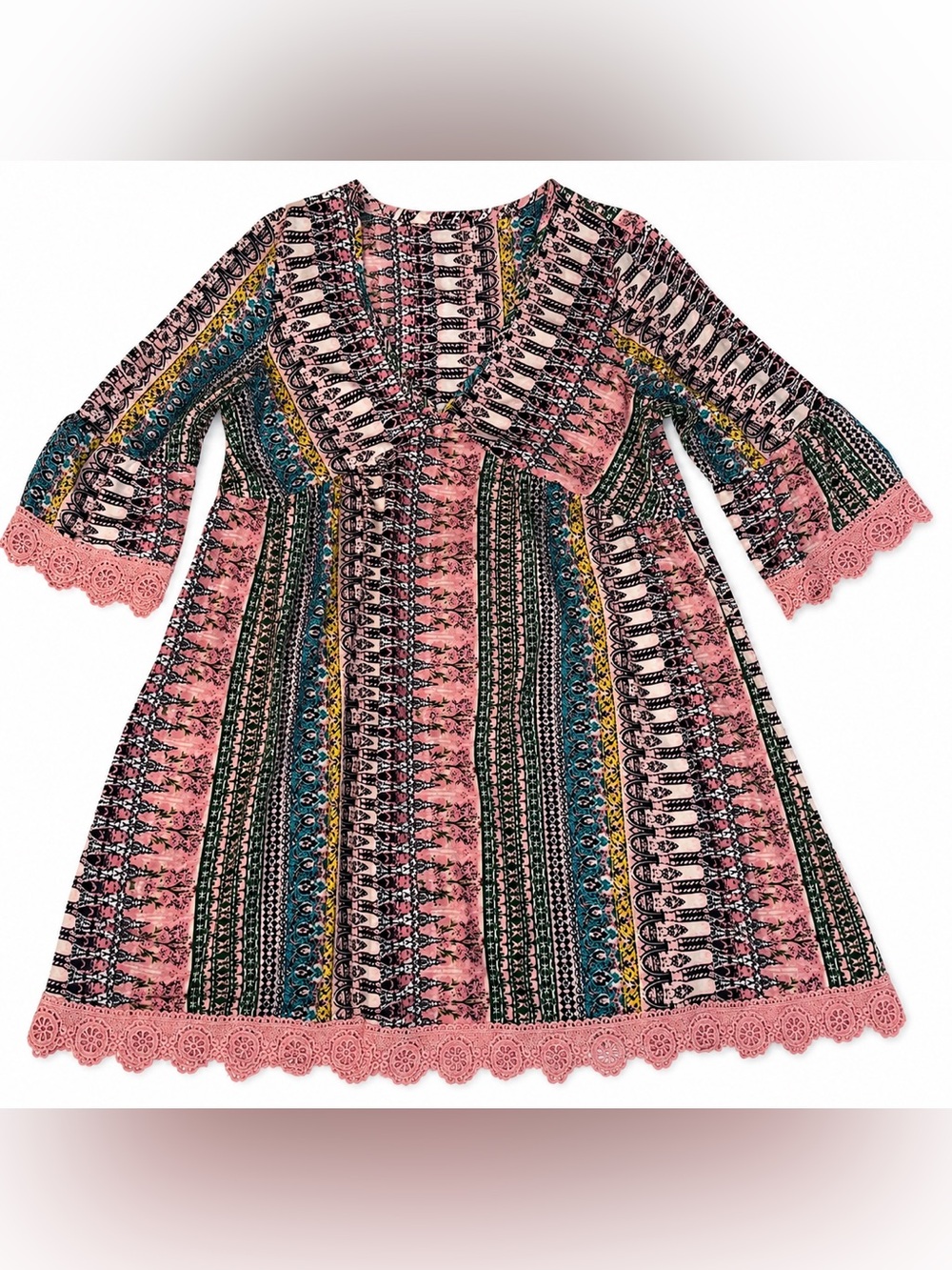 SHEIN Boho Floral Print Babydoll Tunic Dress | Size Large